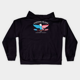 Harkers Island, NC Summer Patriotic Pride Fourth of July Kids Hoodie